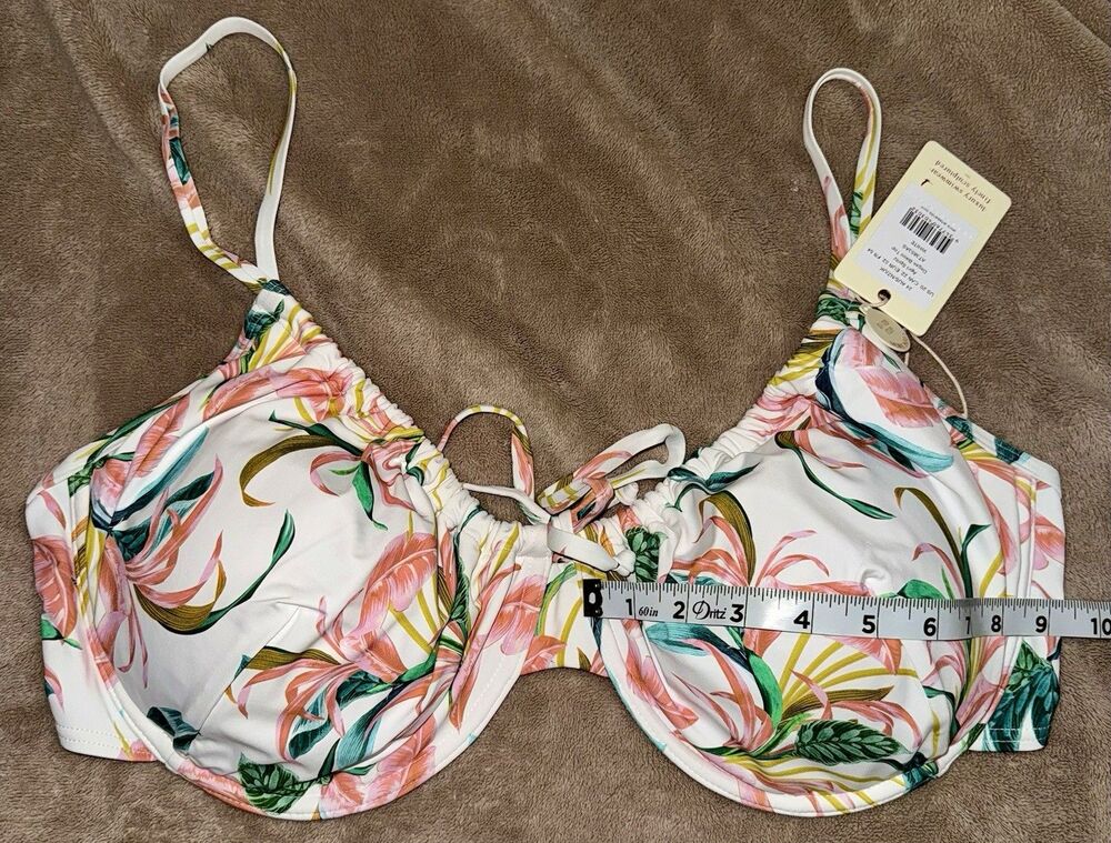ArteSands Sz 20 April Spritz White Degas Bikini Top Floral Botanical Swim  D/DD